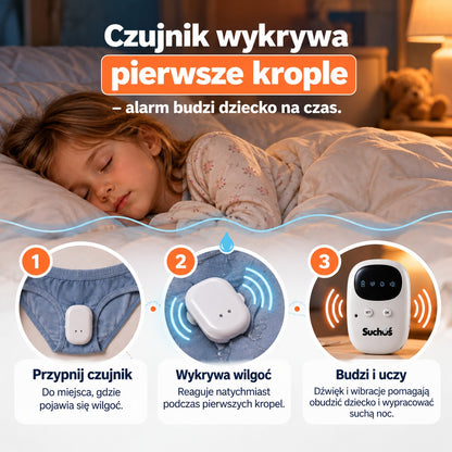 Czujnik wykrywa pierwsze krople – alarm budzi dziecko na czas